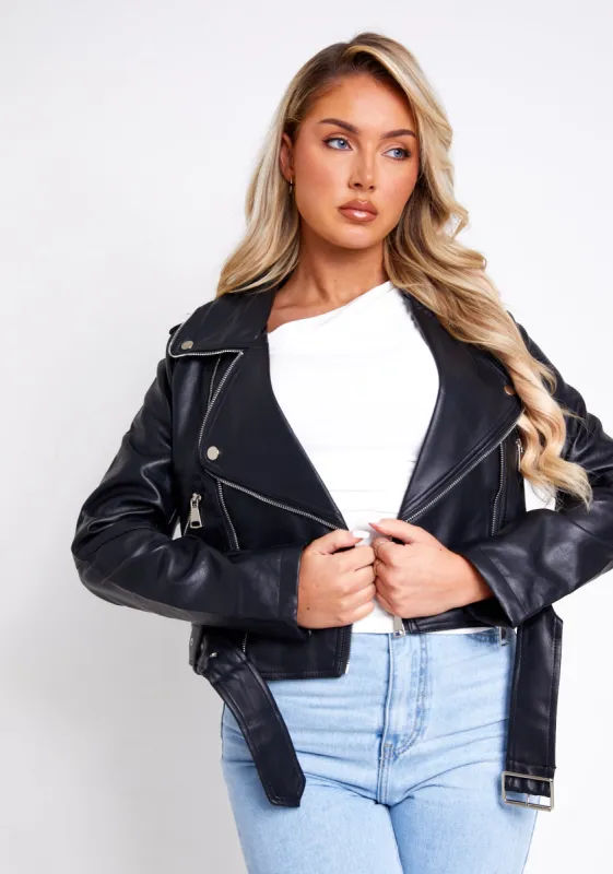 Lexi Black Faux Leather Jacket sold by Missy Empire