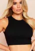 Holly Black Ribbed Racer Crop Top sold by Missy Empire