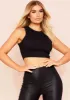 Holly Black Ribbed Racer Crop Top sold by Missy Empire