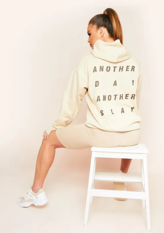 Mindy Sand Another Day Another Slay Slogan Oversized Hoodie sold by Missy Empire