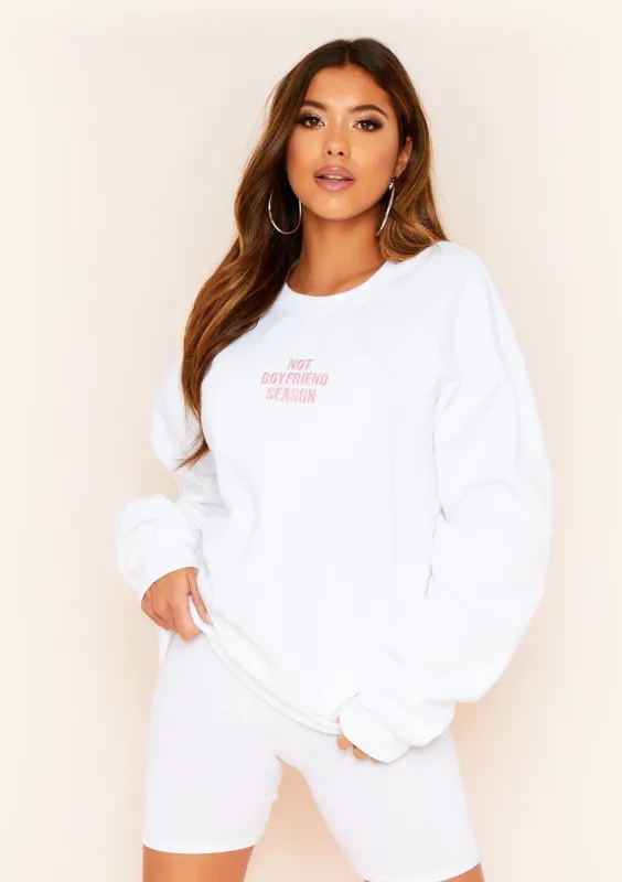 Alex White Not Boyfriend Season Oversized Sweatshirt sold by Missy Empire
