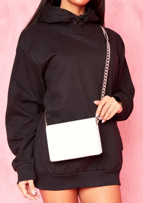 Esila White Chunky Chain Cross Body Bag made by Missy Empire