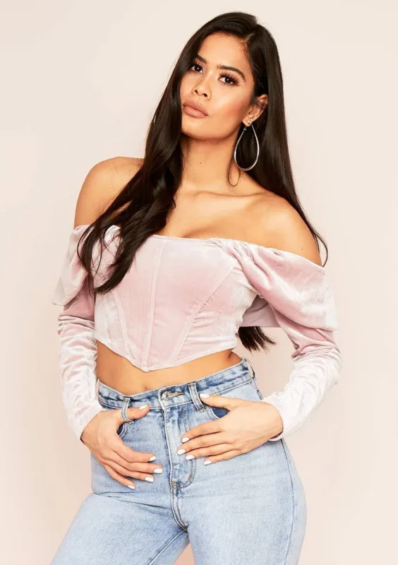 Eruva Pink Velvet Corset Top sold by Missy Empire
