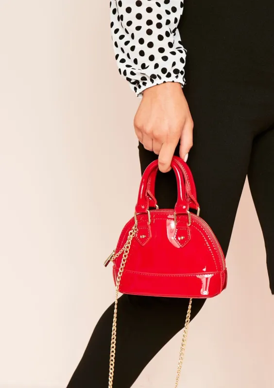 Tasha Red Shiny PU Mini Grab Bag made by Missy Empire