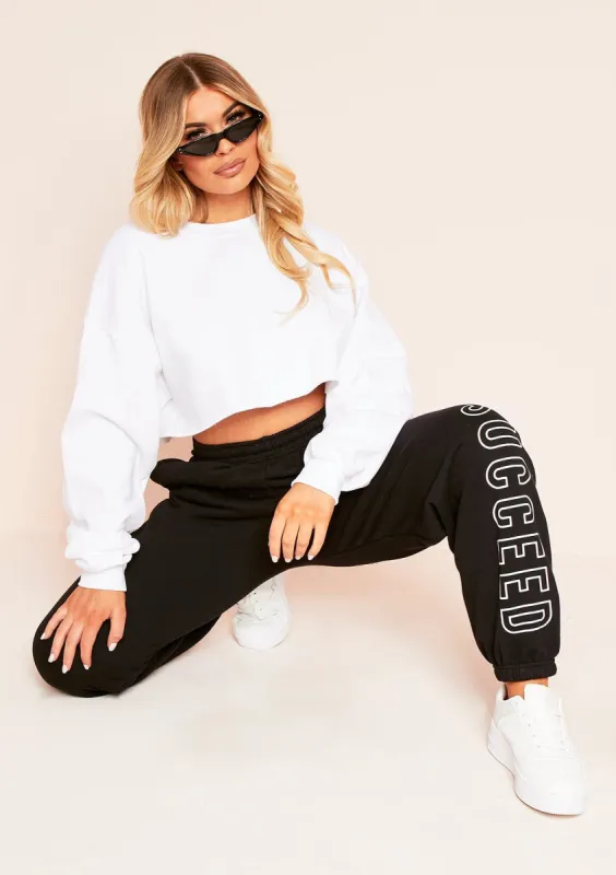 Ava Black Succeed Slogan Joggers sold by Missy Empire