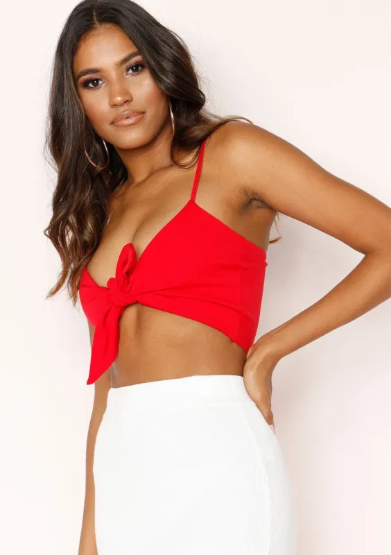 Chasity Red Tie Crop Top sold by Missy Empire