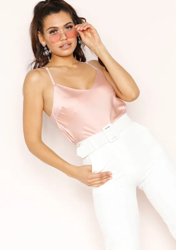 Helena Pink Satin Cami Top sold by Missy Empire