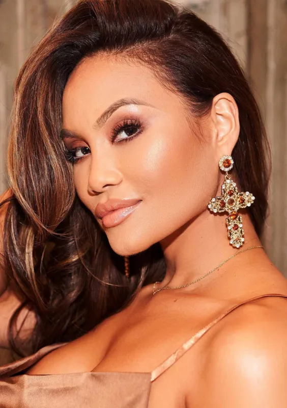 Winnie Gold Diamante Cross Earrings sold by Missy Empire