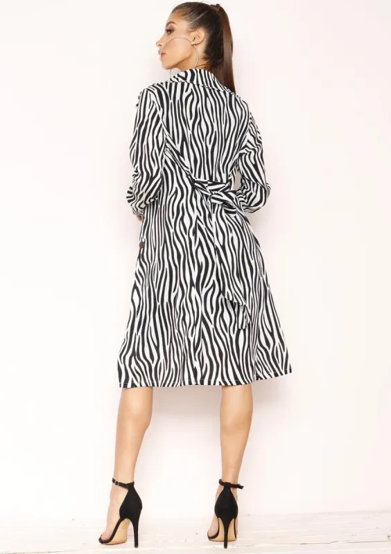 Zaria White Zebra Print Longline Jacket sold by Missy Empire