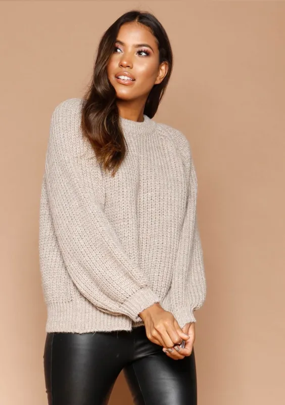 Immy Taupe Knit Jumper sold by Missy Empire