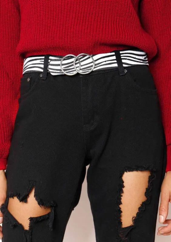 Wendy Black Zebra Print Belt sold by Missy Empire