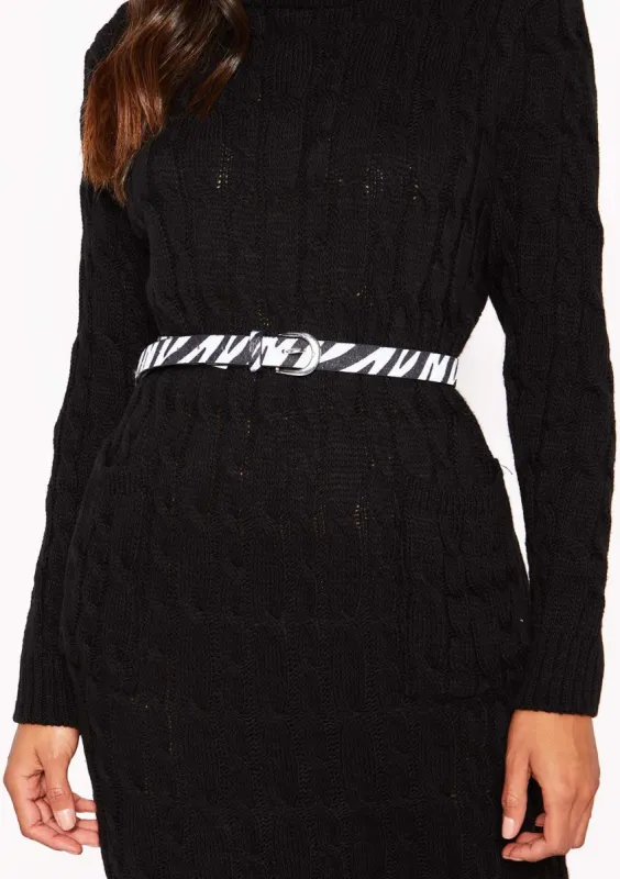 White Zebra Print Thin Belt sold by Missy Empire