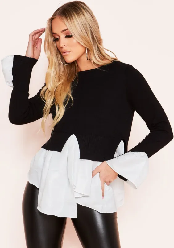Zuniara Black Layered Look Jumper Shirt sold by Missy Empire