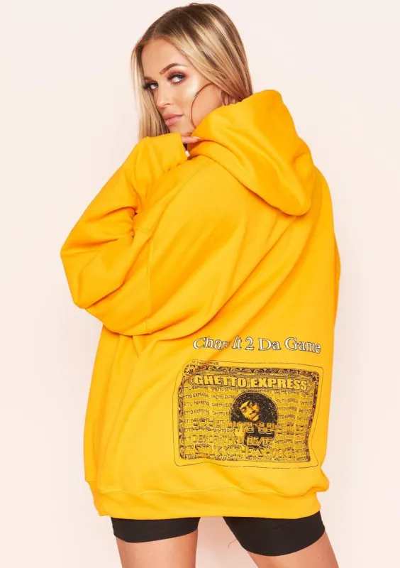 Justine Mustard Ghetto Express Slogan Oversized Hoodie made by Missy Empire