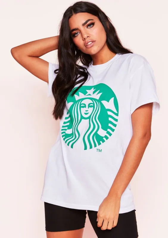 Zoey White Green Graphic T-Shirt sold by Missy Empire