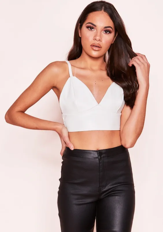 Evie White PU Bralet sold by Missy Empire