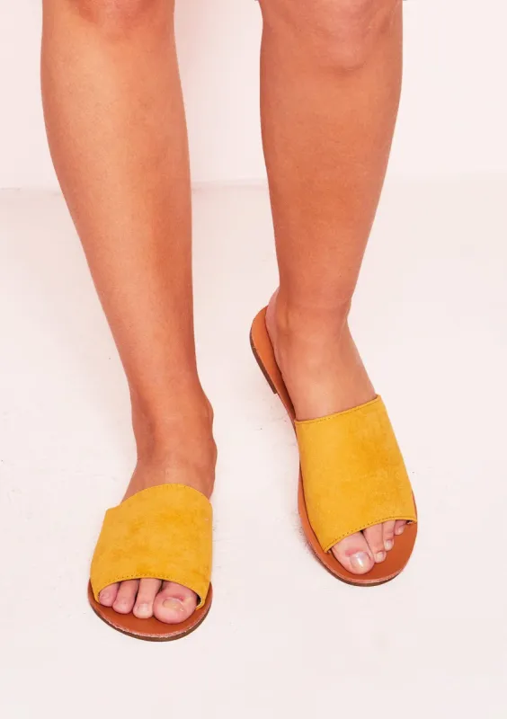Ayla Mustard Mule Sandals sold by Missy Empire