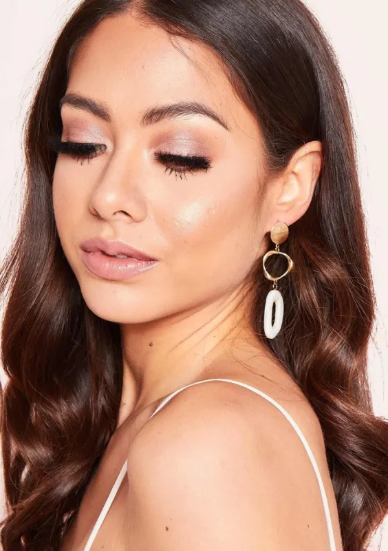 Lisa Gold Shell Print Pendant Earrings sold by Missy Empire