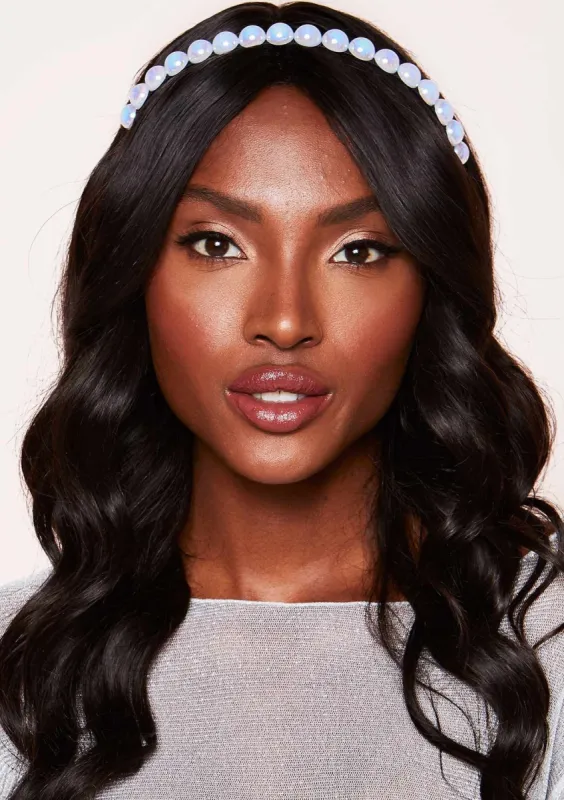 Chloe Black Holographic Bead Headband sold by Missy Empire