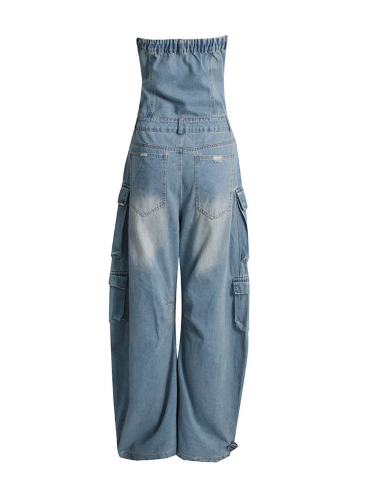 Eden Strapless Pockect Denim Jumpsuit In Blue sold by Mew Mews product image thumbnail 7