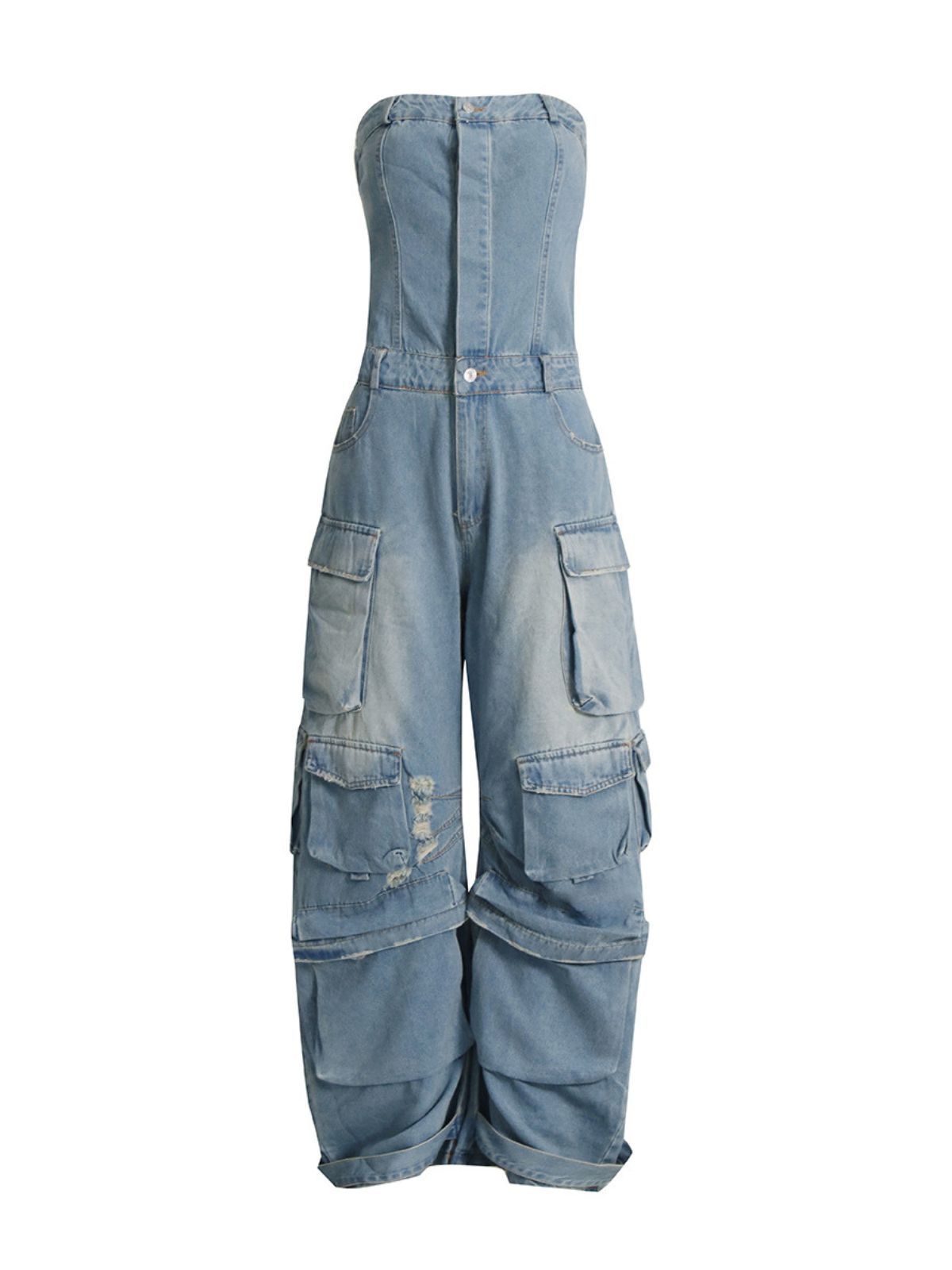 Eden Strapless Pockect Denim Jumpsuit In Blue sold by Mew Mews product image thumbnail 5