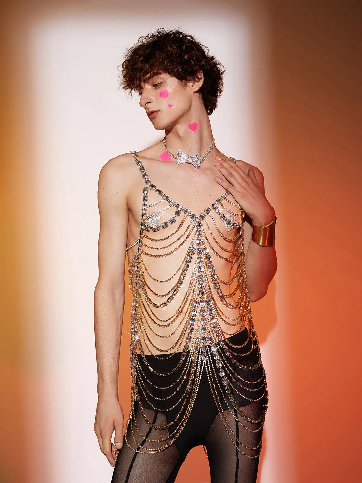 Maso Spaghetti Layered Crystal Mini Dress sold by Mew Mews product image thumbnail 3