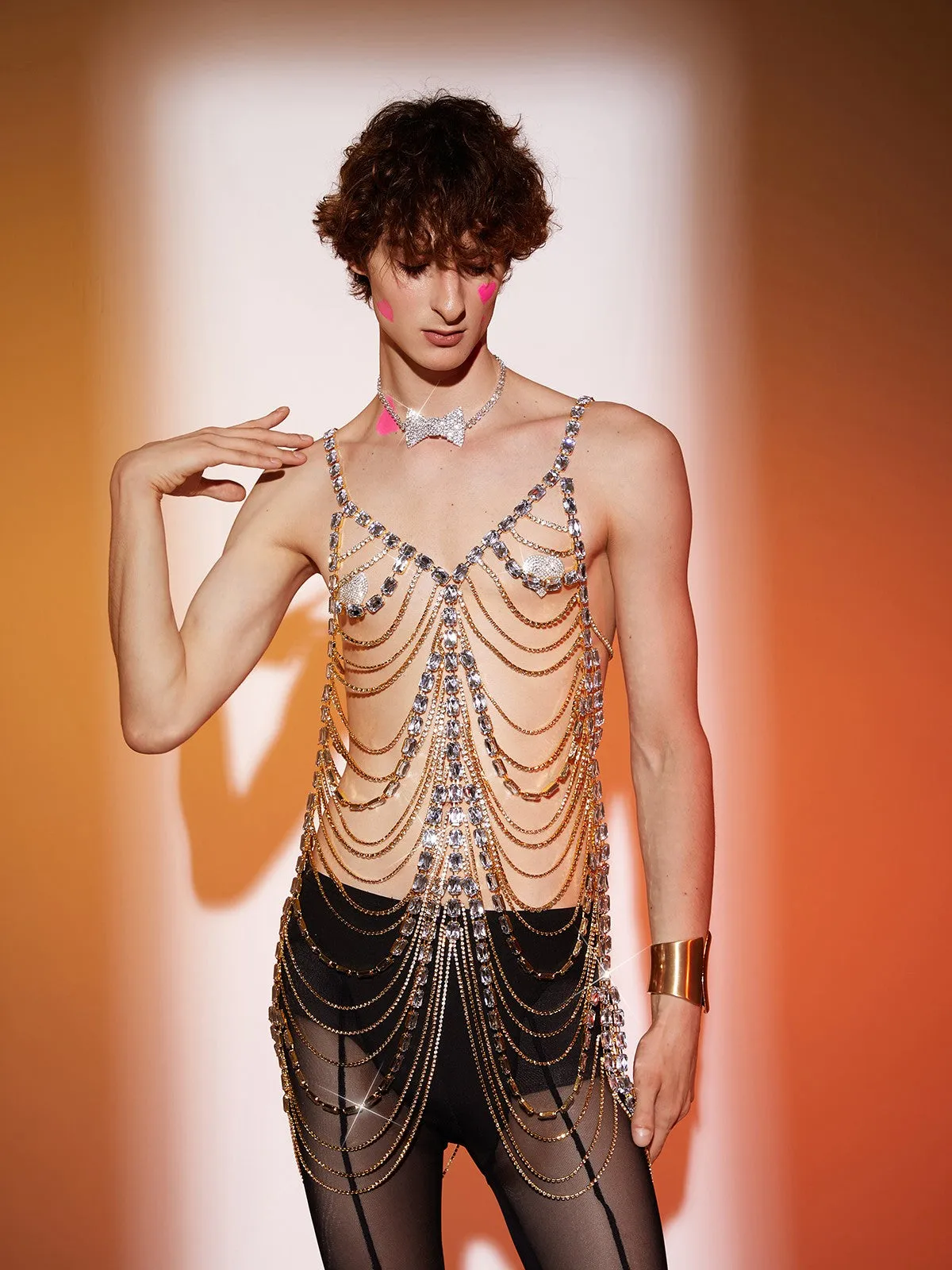 Maso Spaghetti Layered Crystal Mini Dress sold by Mew Mews product image thumbnail 4