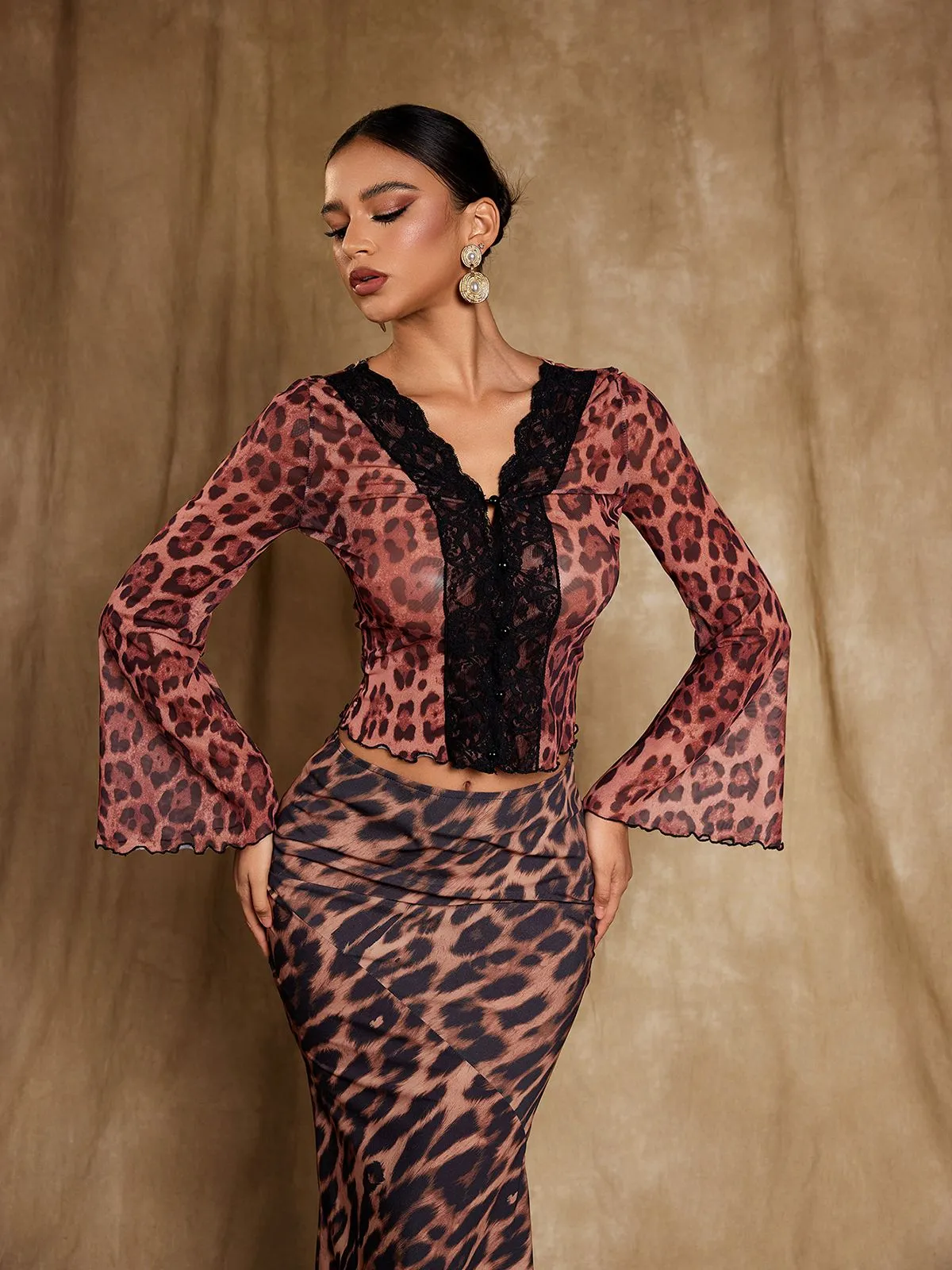 Elestren Flounce Sleeve Leopard Top sold by Mew Mews product image thumbnail 2