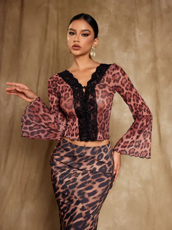 Elestren Flounce Sleeve Leopard Top sold by Mew Mews
