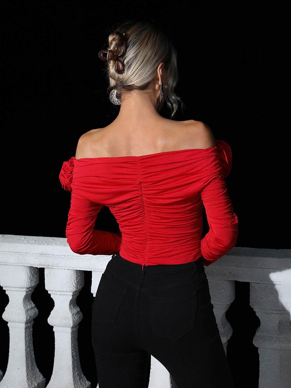 Luca Flower Cutout Top In Red sold by Mew Mews product image thumbnail 7
