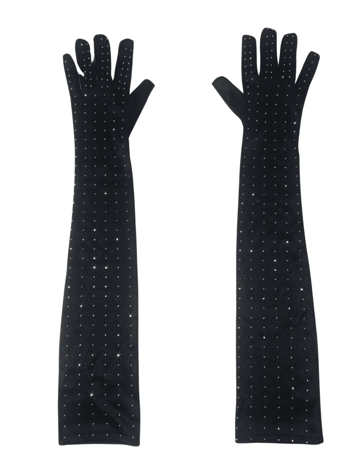 Ledie Rhinestone Gloves In Black sold by Mew Mews
