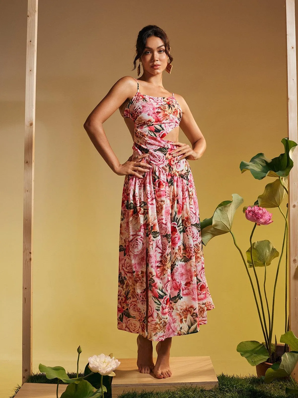Acie Spaghetti Floral Print Midi Dress sold by Mew Mews product image thumbnail 4