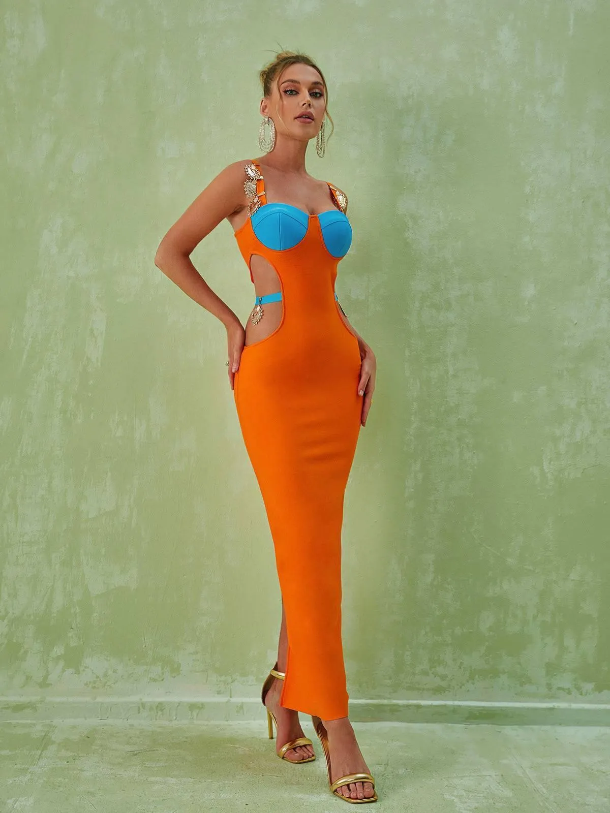 Margaux Embellished Cutout Maxi Dress In Orange sold by Mew Mews product image thumbnail 2