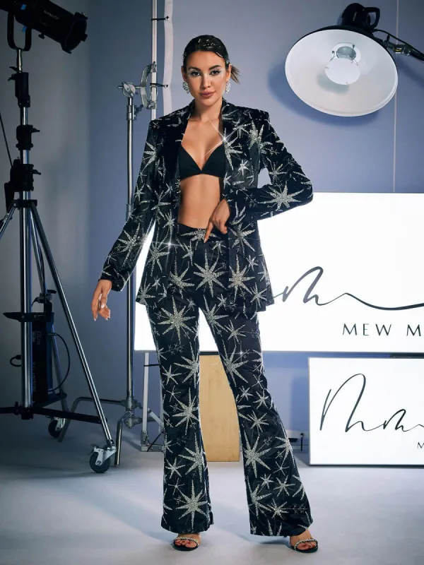 Rhodes Leaf Sequin Crystal Blazer Set sold by Mew Mews