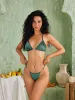 Hetty Leopard Bikini Two Piece Set In Green sold by Mew Mews