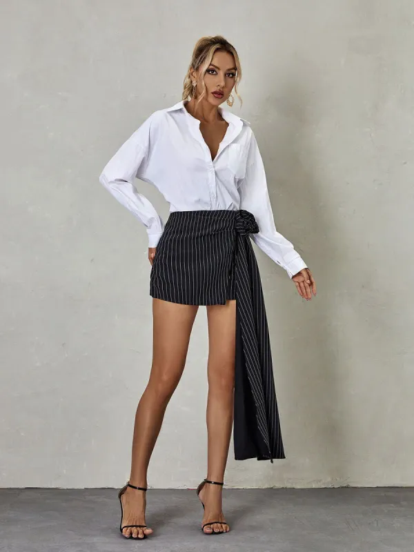 Eufemia Rose Draped Stripe Skirt sold by Mew Mews