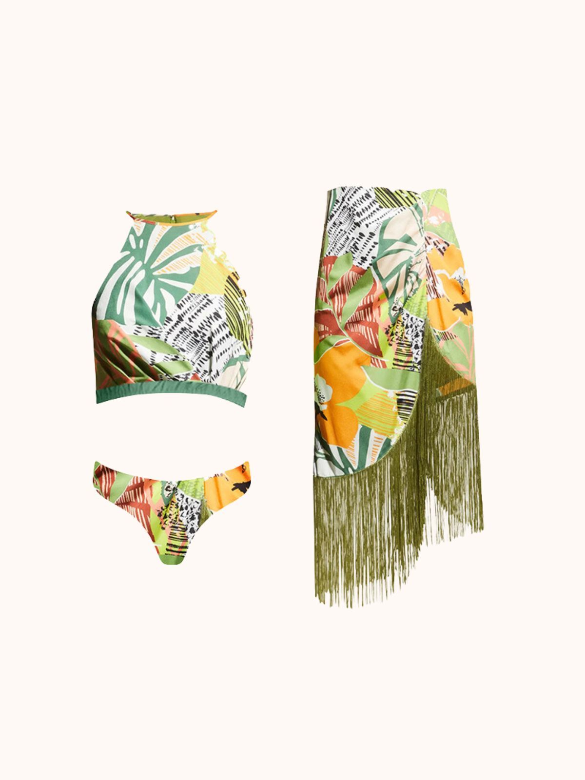 Ororo Printed Bikini Three Piece Set sold by Mew Mews
