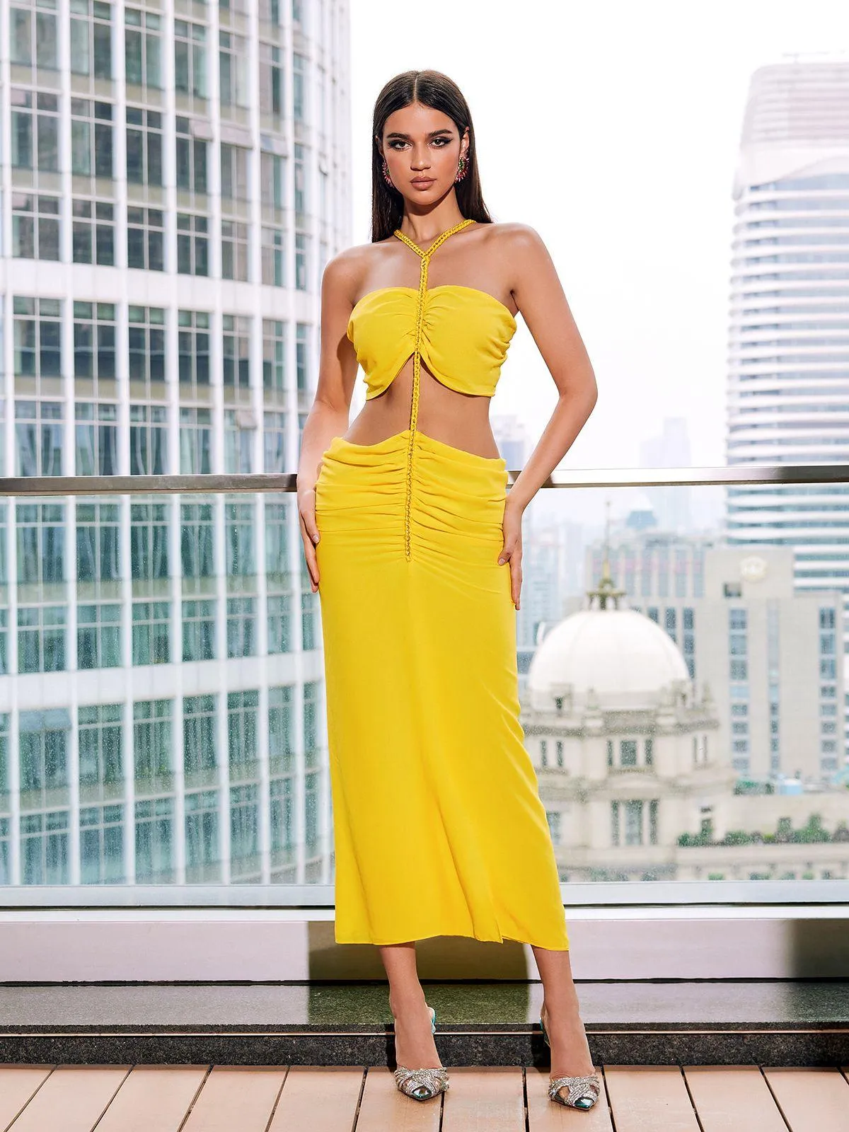 Lorenzo Halterneck Hollow Midi Dress sold by Mew Mews product image thumbnail 3