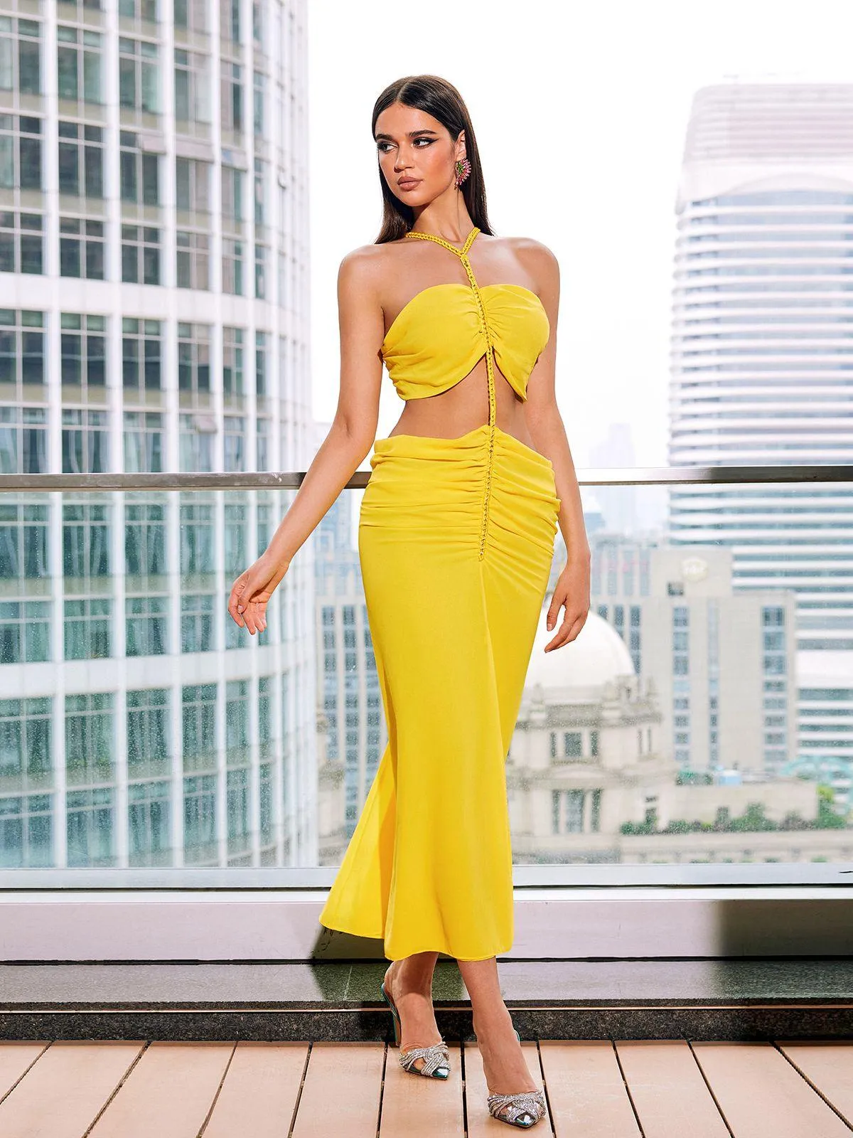 Lorenzo Halterneck Hollow Midi Dress sold by Mew Mews product image thumbnail 4