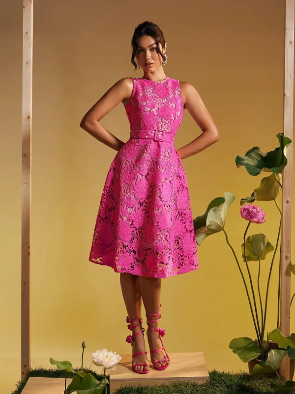 Enda Sleeveless Flower Embroidered Midi Dress sold by Mew Mews