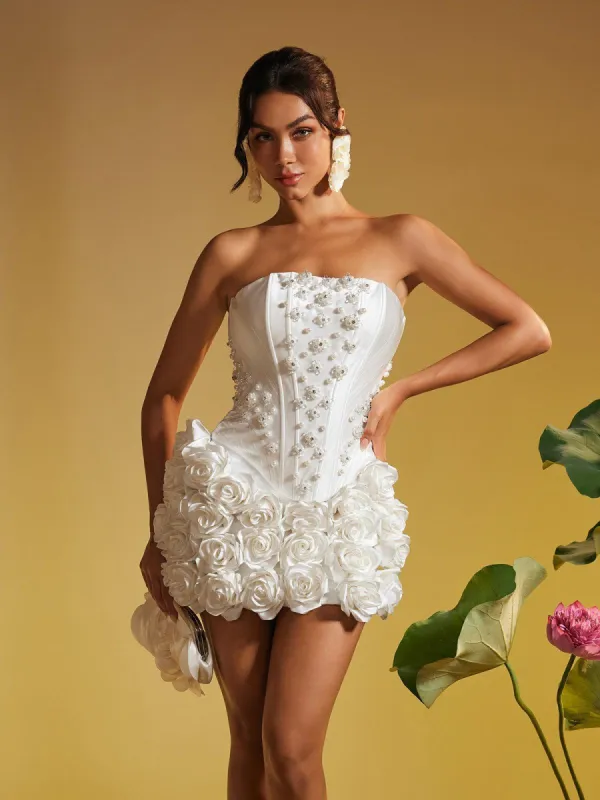 Thaddai Flower Pearl Crystal Skirt Set sold by Mew Mews