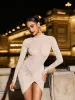 Milton Long Sleeve Rhinestone Ruched Mini Dress sold by Mew Mews