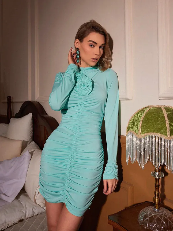 Marni Long Sleeve Flower Ruched Mini Dress sold by Mew Mews
