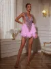 Ernst Rhinestone Feather Mini Dress sold by Mew Mews