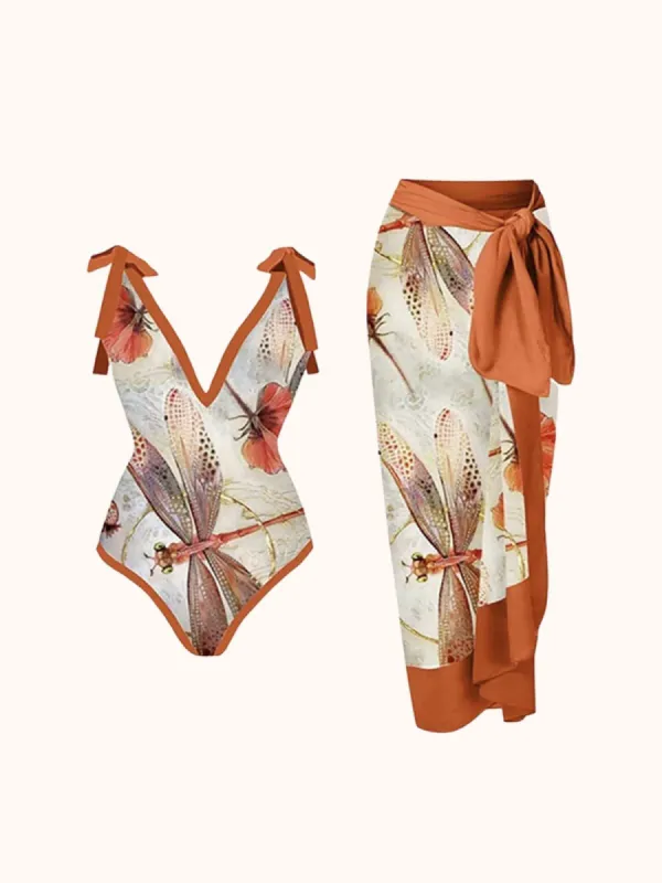 Mandisa Dragonfly Printed Swimwear Two Piece Set sold by Mew Mews