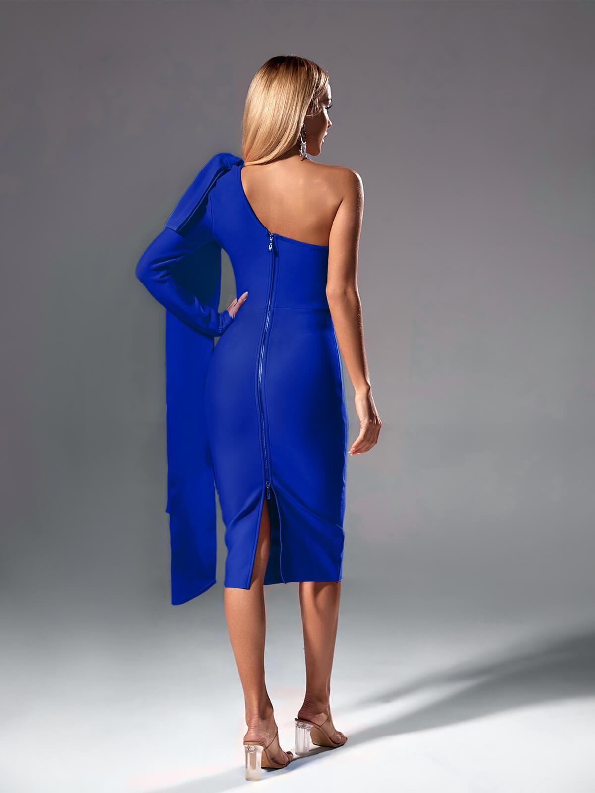 Willow One Shoulder Bandage Midi Dress In Royal Blue sold by Mew Mews product image thumbnail 6