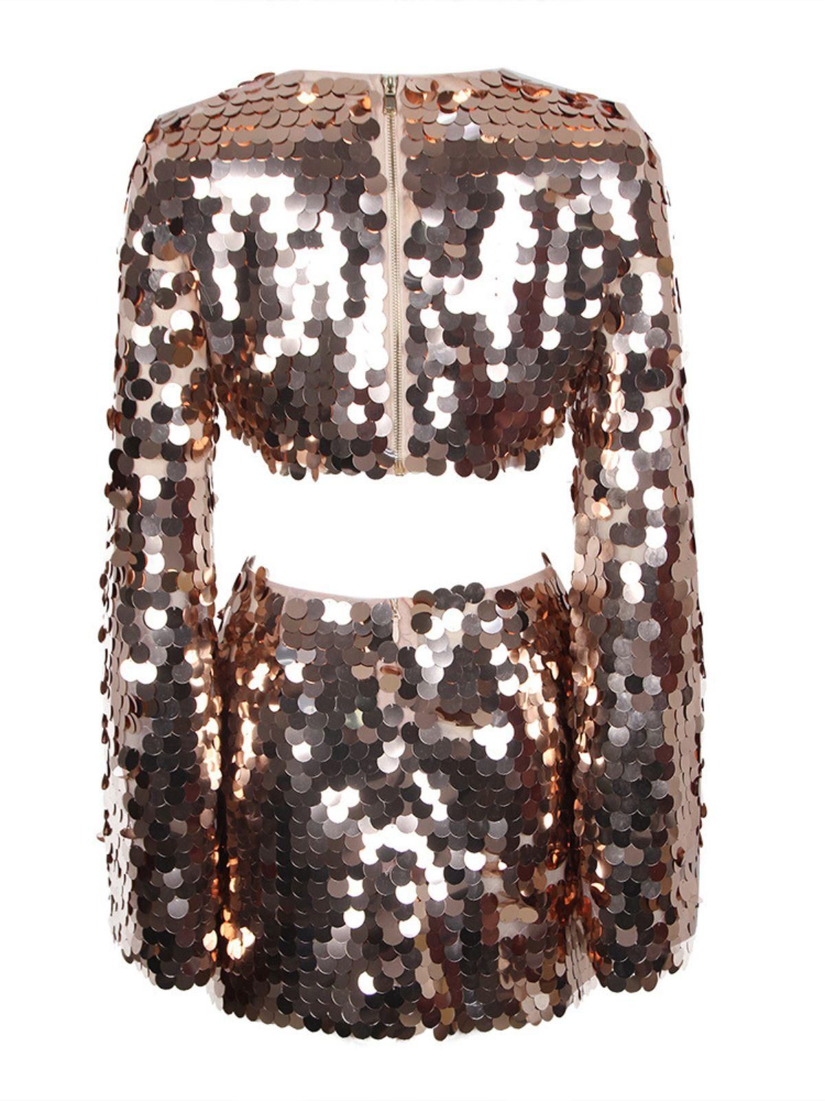 Philippine Long Sleeve Sequin Cutout Mini Dress sold by Mew Mews product image thumbnail 9
