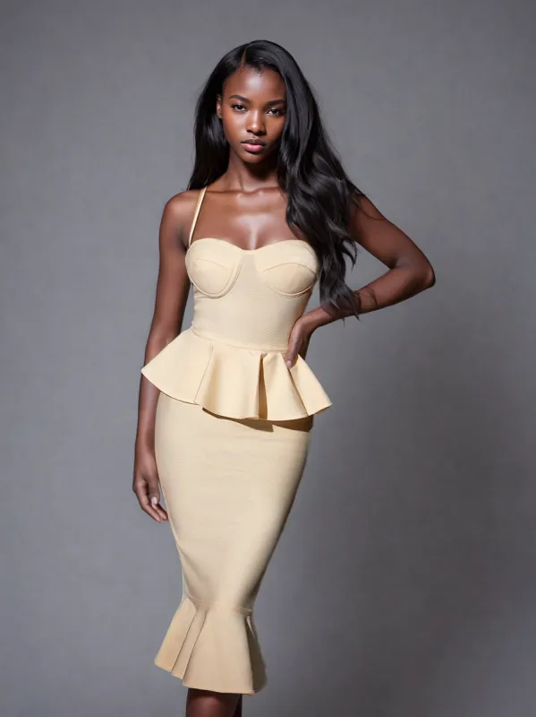 Lava Peplum Mermaid Bandage Dress sold by Mew Mews