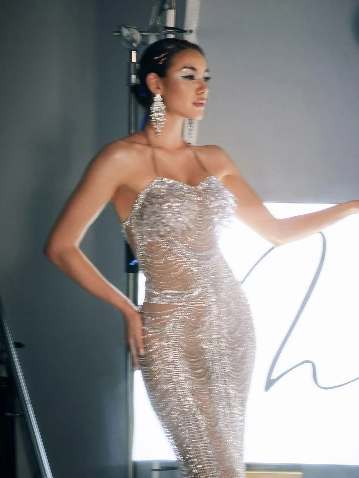 Misael Halterneck Crystal Chain Maxi Dress sold by Mew Mews product image thumbnail 4