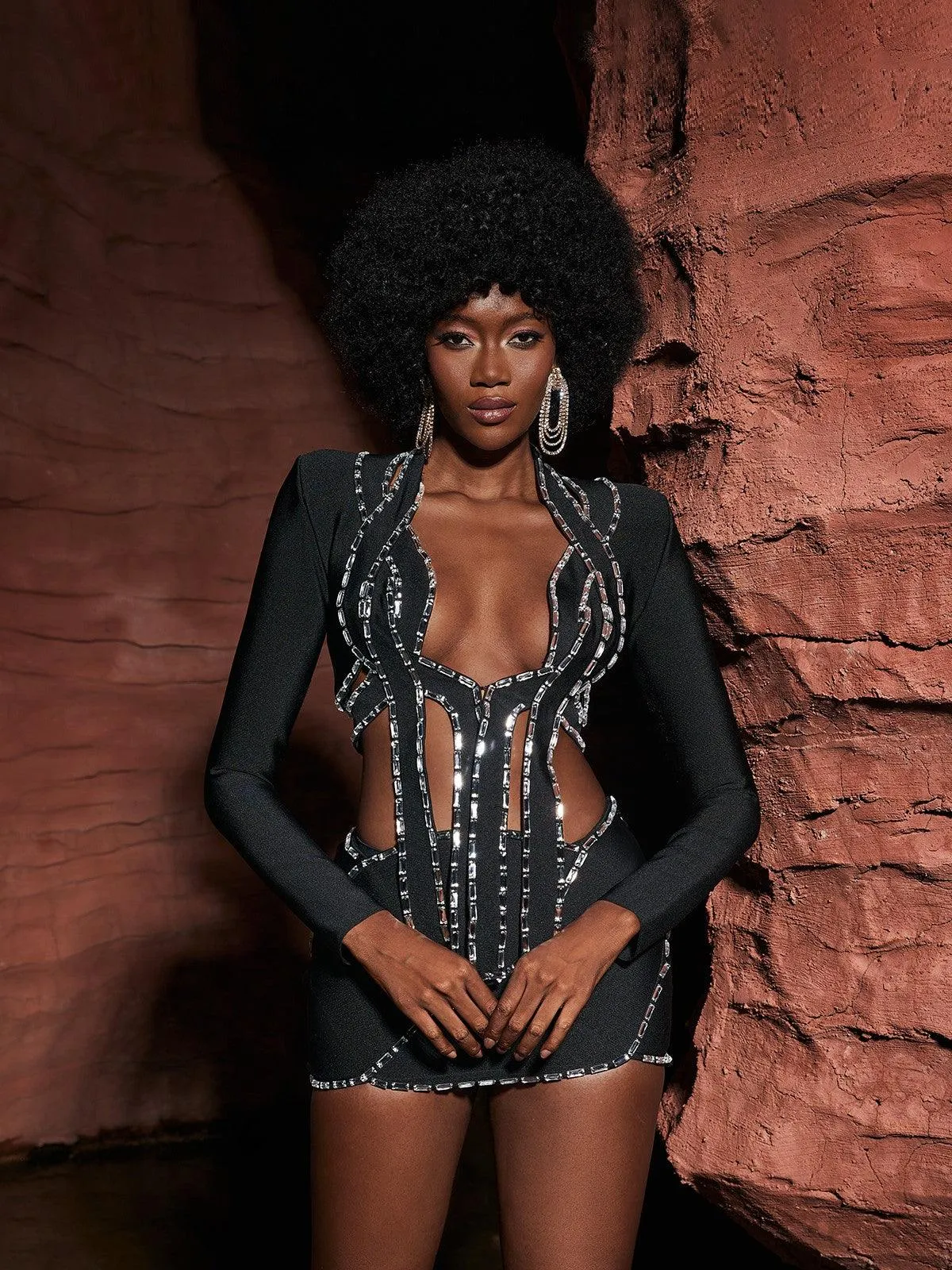 Lelia Rhinestone Cutout Bandage Dress sold by Mew Mews product image thumbnail 3